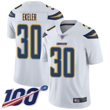 Los Angeles Chargers NFL Football Austin Ekeler White Jersey Youth Limited #30 Road 100th Season Vapor Untouchable->youth nfl jersey->Youth Jersey